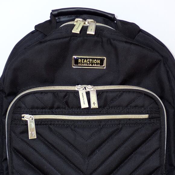Kenneth Cole Reaction Chelsea Chevron 15" Laptop Backpack Bookbag Black Mint - Picture 2 of 10